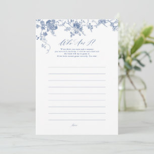 Floral Bleu Qui Suis Je Fête des mariées Cartes De