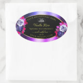 Floral bleu rose violet noir Étiquette Logo (Sac)