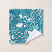 Floral bleu turquoise et blanc Motif élégant (Gant de toilette)