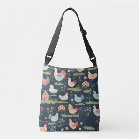 Floral Bliss Chickens Canvas tas (Voorkant)