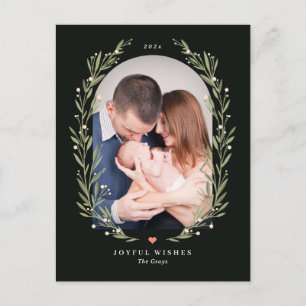 Floral Bliss Christmas Holiday fotokaart Briefkaar Feestdagenkaart