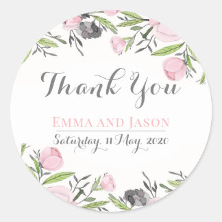 Floral Bloom bruiloft gunst dank u label grens