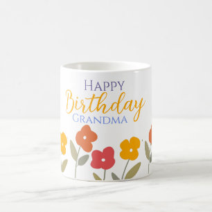 Floral Bloom Colorful Happy Birthday oma Koffiemok