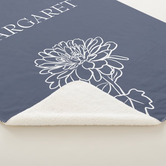 Floral Bloom Minimalist Lines Custom Background  Sherpa Deken (3/4)