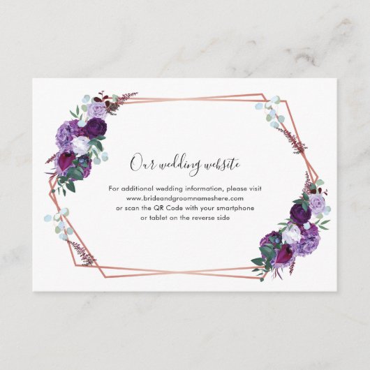 Floral Bloom QR Code Bruiloft Website Informatiekaartje (Voorkant)