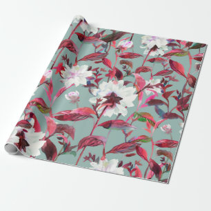 Floral bloom. Waterverf bloemen naadloos. Cadeaupapier