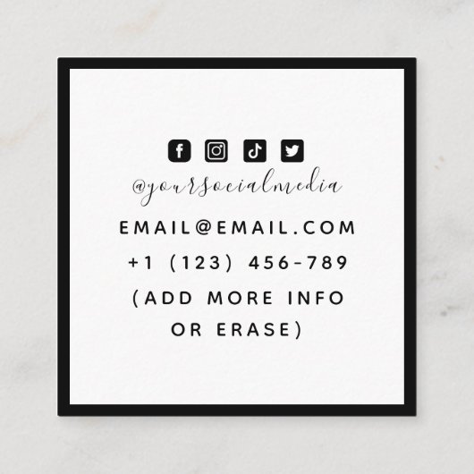 Floral Bloom Waterverf Gothic Skull Tattoo Artist Vierkante Visitekaartje (Achterkant)