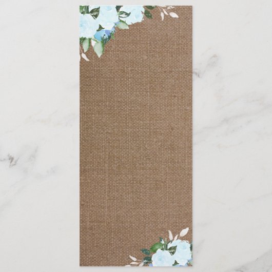 Floral Blooms Burlap | Menu Baptisme (Achterkant)