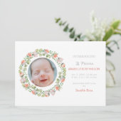 Floral Blooms jolie fille Faire-part de naissance (Debout devant)