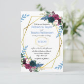 Floral Blooms Mod Blue - Faire-part de mariage 3X5 (Debout devant)