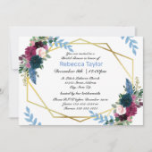 Floral Blooms Mod Blue - Invitation à la douche nu (Devant)