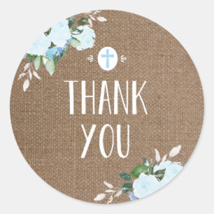 Floral Blooms Religieuze Bedankt Sticker Burlap Bl