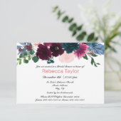 Floral Blooms rose - Invitation de douche nuptiale (Debout devant)