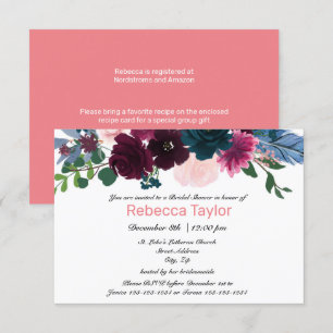 Floral Blooms roze - 3x5 Bridal Shower Uitnodiging