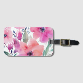 Floral Blossoms | Watercolor Pink Flowers Painted Bagagelabel