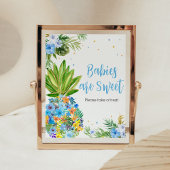 Floral Blue Ananas Baby shower Baby's zijn zoet Poster