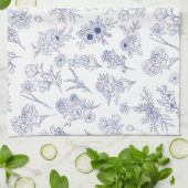 Floral Blue and White Classical Tea Towel Theedoek (Gevouwen)