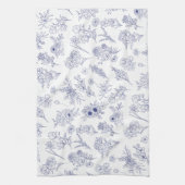 Floral Blue and White Classical Tea Towel Theedoek (Verticaal)