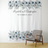 Floral Blue Backdrop Foto Prop Wedding Shower Wandkleed (In situ)