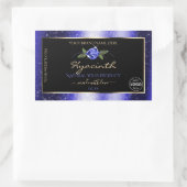 Floral Blue Black Product Label Glitter Stars Logo (Tas)