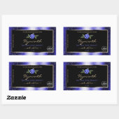 Floral Blue Black Produit Étiquette Parties scinti (Feuille)