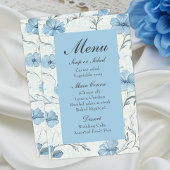 Floral Blue Country Garden Elégant Menu Mariage