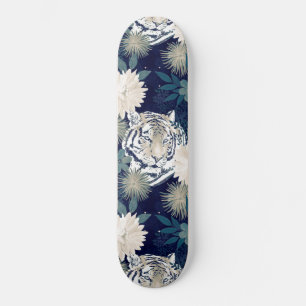 Floral Blue Design Trendy Tiger Animal Waterverf Skateboard