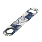 Floral Blue Design Trendy Tiger Animal Waterverf Speed Flessenopener (Achterkant Gekanteld)