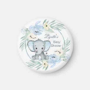 Floral blue Elephant Baby shower Magneet