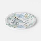 Floral blue Elephant Baby shower Paper Bord (Gekanteld)