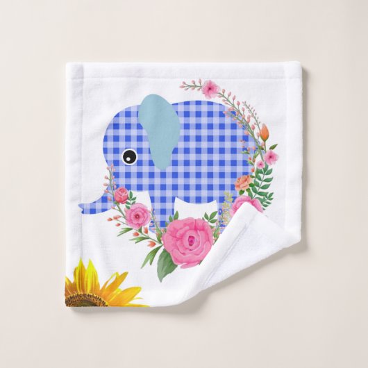 Floral Blue Elephant Bath Towel sets Bad Handdoek (Wasdoekje)