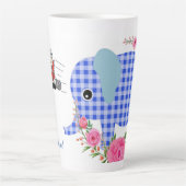 Floral Blue Elephant Latte Mok (Voorkant)