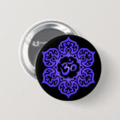 Floral Blue en Black Aum Design Ronde Button 5,7 Cm (Voorkant /achterkant)