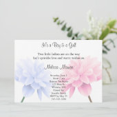 Floral Blue en roze Twins Sprinkle Invitation Kaart (Staand voorkant)
