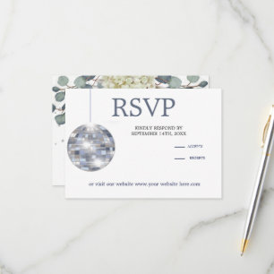 Floral Blue Eucalyptus Elegant Wedding RSVP Kaartje