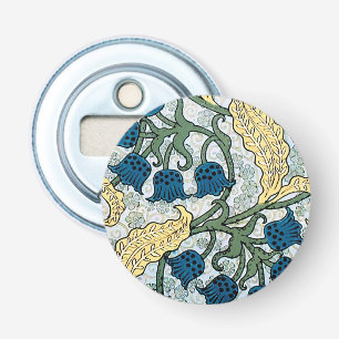 Floral Blue Flowers Lily Valley herhaling Button Flesopener