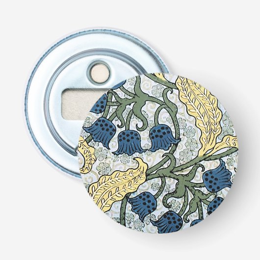 Floral Blue Flowers Lily Valley herhaling Button Flesopener (Voorkant)