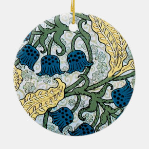 Floral Blue Flowers Lily Valley herhaling Keramisch Ornament