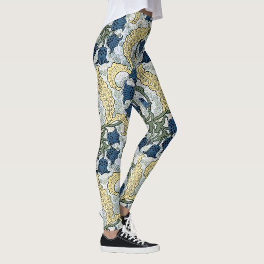 Floral Blue Flowers Lily Valley herhaling Leggings (Rechts)
