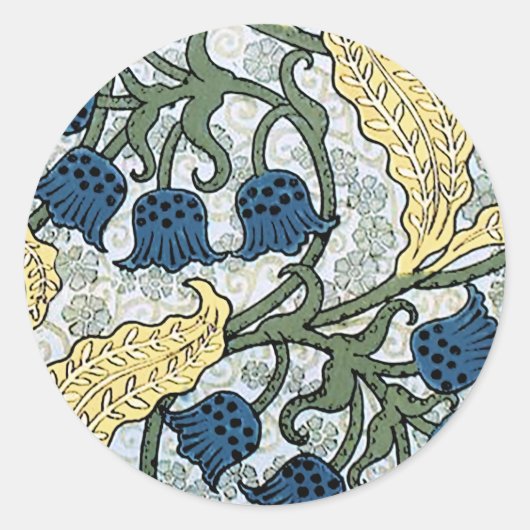Floral Blue Flowers Lily Valley herhaling Ronde Sticker (Voorkant)