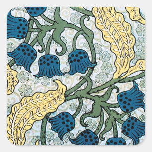 Floral Blue Flowers Lily Valley herhaling Vierkante Sticker