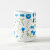 Floral blue folk art pattern koffiemok (Center)