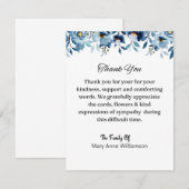 Floral Blue Funeral Carte de remerciements (Devant / Derrière)