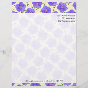 Floral Blue Garden Flowers Foto Aangepast adres Custom Briefhoofd