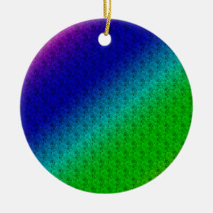 Floral Blue Green Rainbow Gradient Diagonal Blend Keramisch Ornament