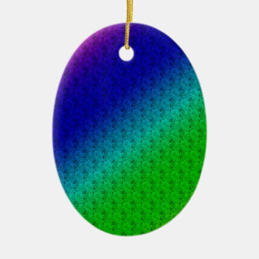 Floral Blue Green Rainbow Gradient Diagonal Blend Keramisch Ornament (Voorkant)