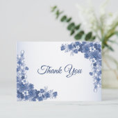 Floral Blue Grey White Rustic Bedankkaart (Staand voorkant)