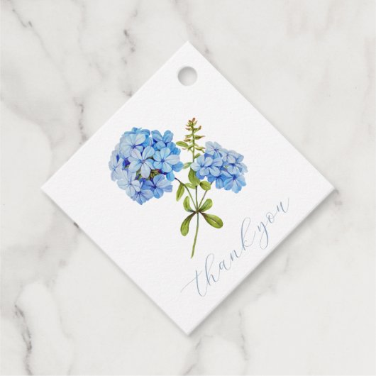 Floral Blue Hydrangea bruiloft dank u Bedankjes Labels (Voorkant)