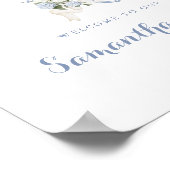 Floral Blue Hydrangea Crest Monogram Welkomstbord Poster (Hoek)