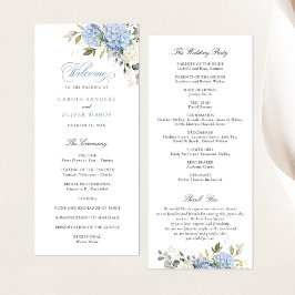 Floral Blue Hydrangea groen bruiloft programma